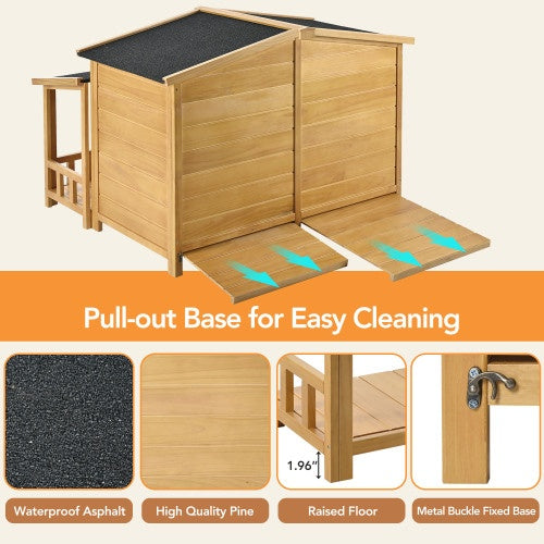 Wooden Dog House, Outdoor & Indoor Dog Crate