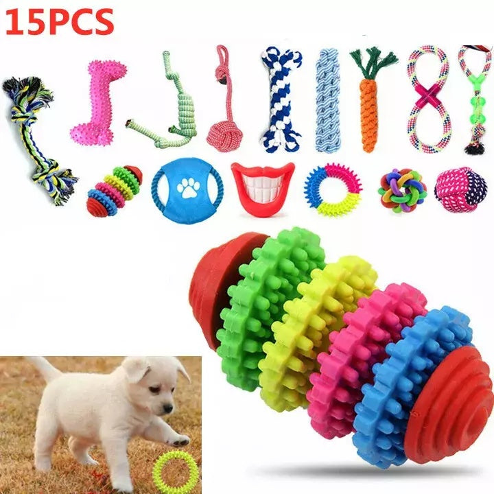 15 Piece Tough Dog Toys Bundle