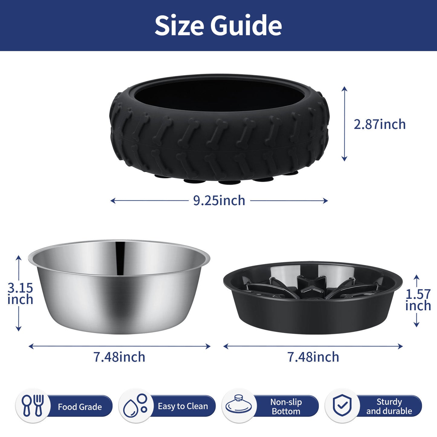 Rubber wheel food bowl - slow feed design
