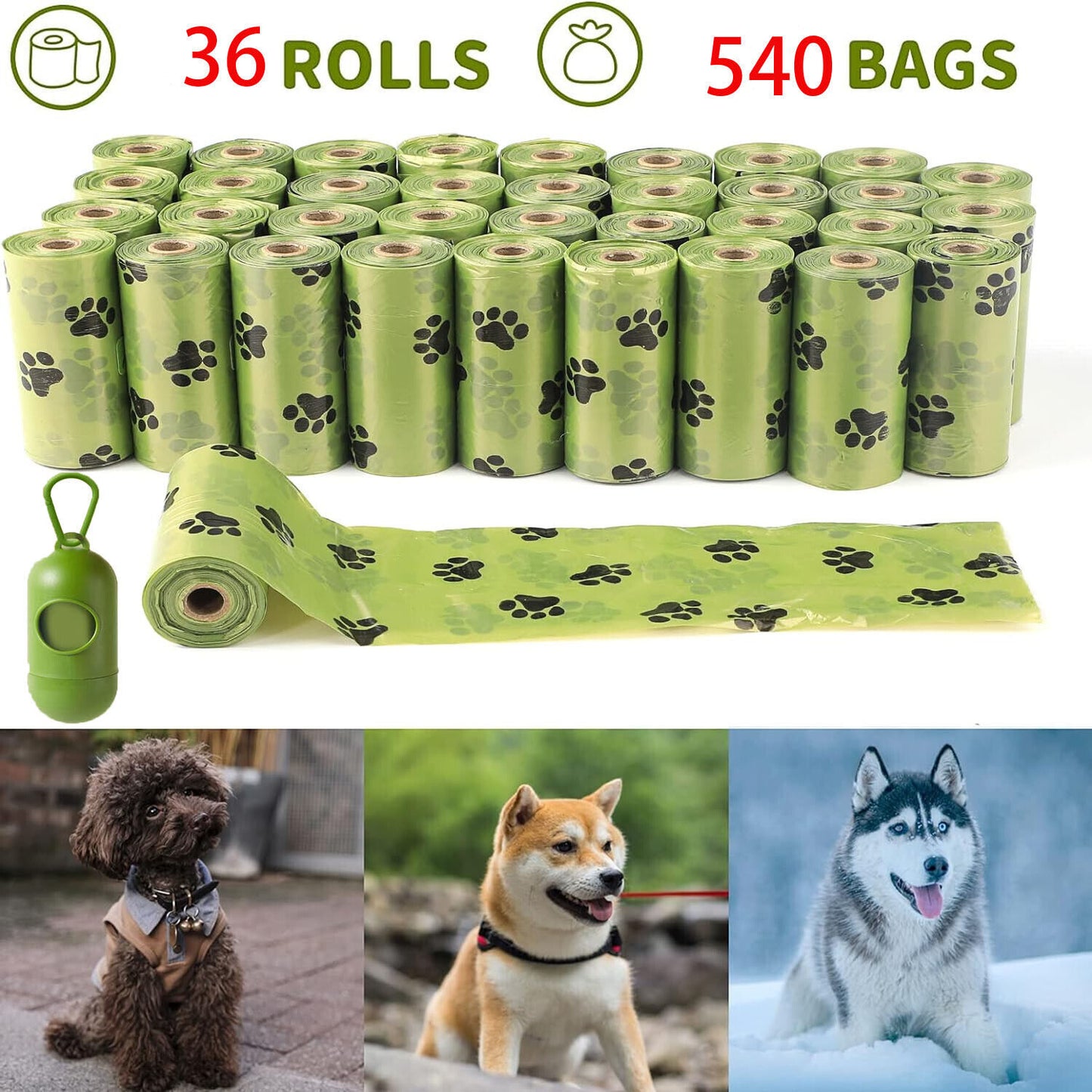 540 Heavy Duty Biodegradable Dog Poo Bags