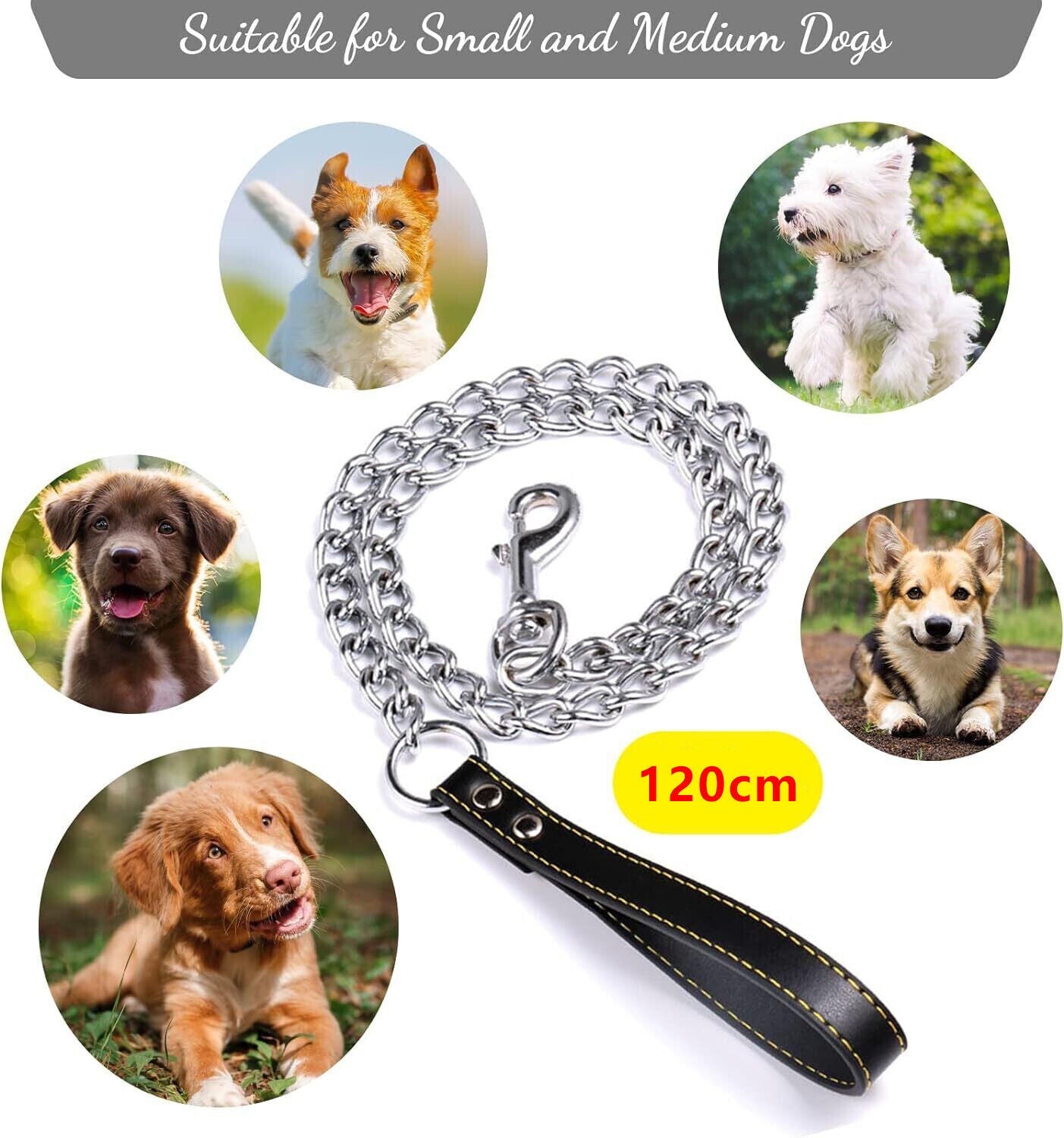 1.2m Metal Chain Dog Lead