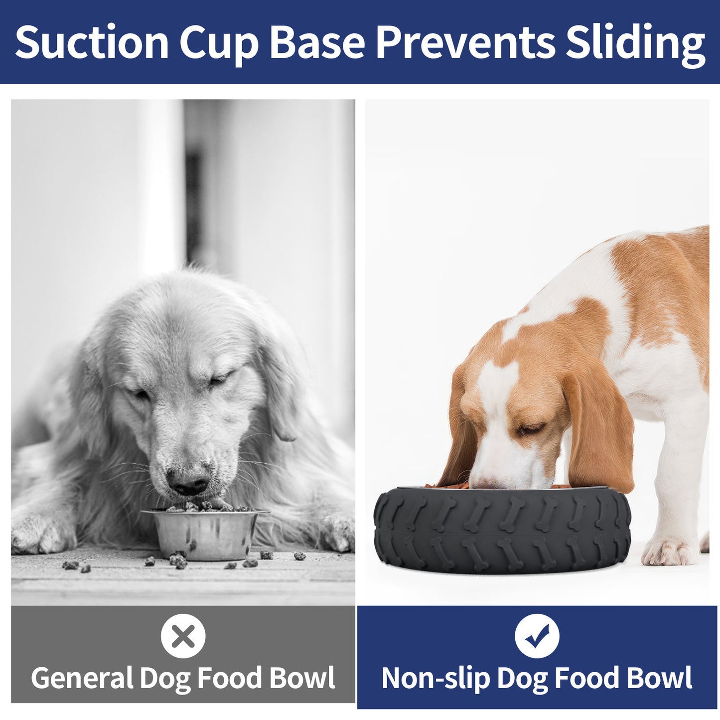 Rubber wheel food bowl - slow feed design
