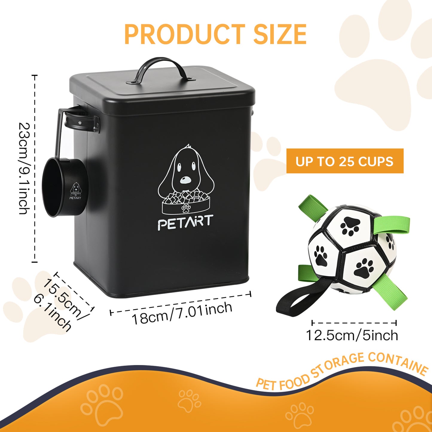 Dog Food Storage Container With Football Toy
