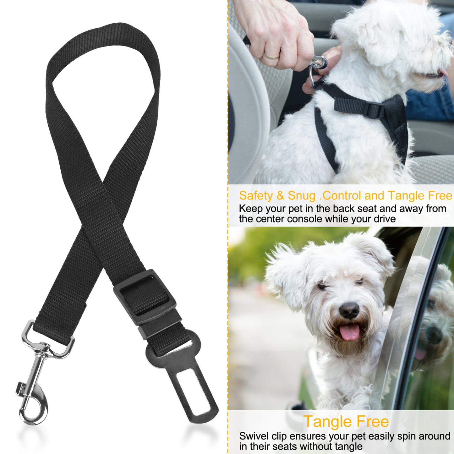 2Pcs Dog Seat Belt