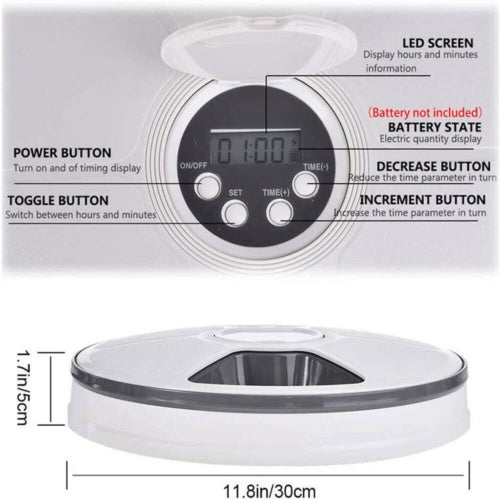 Automatic 6 Meal Timed Pet Feeder
