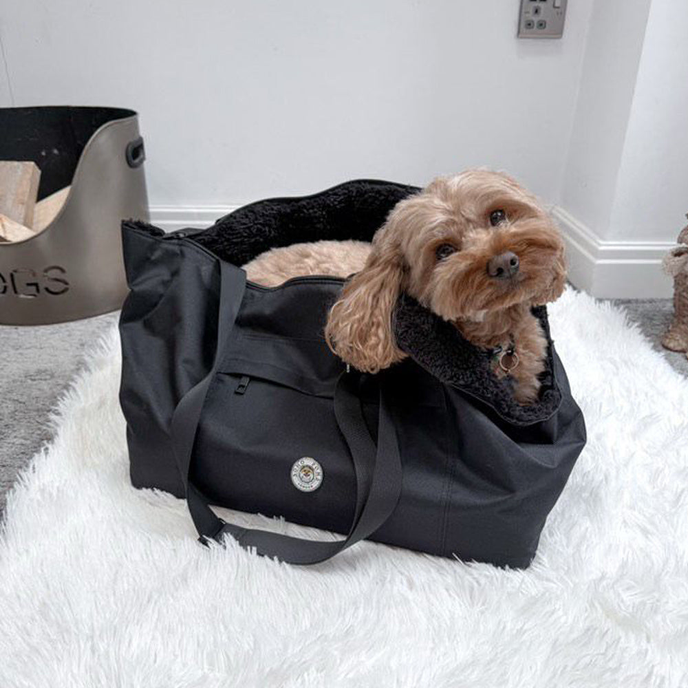 Soho Poms Compton All Black Pet Carrier - Ideal for Dogs & Cats