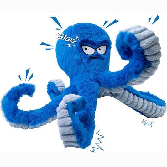 Stuffed octopus tough pull toy