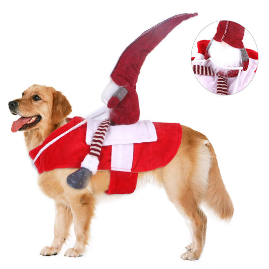 Funny Christmas Elf Riding Dog Costume