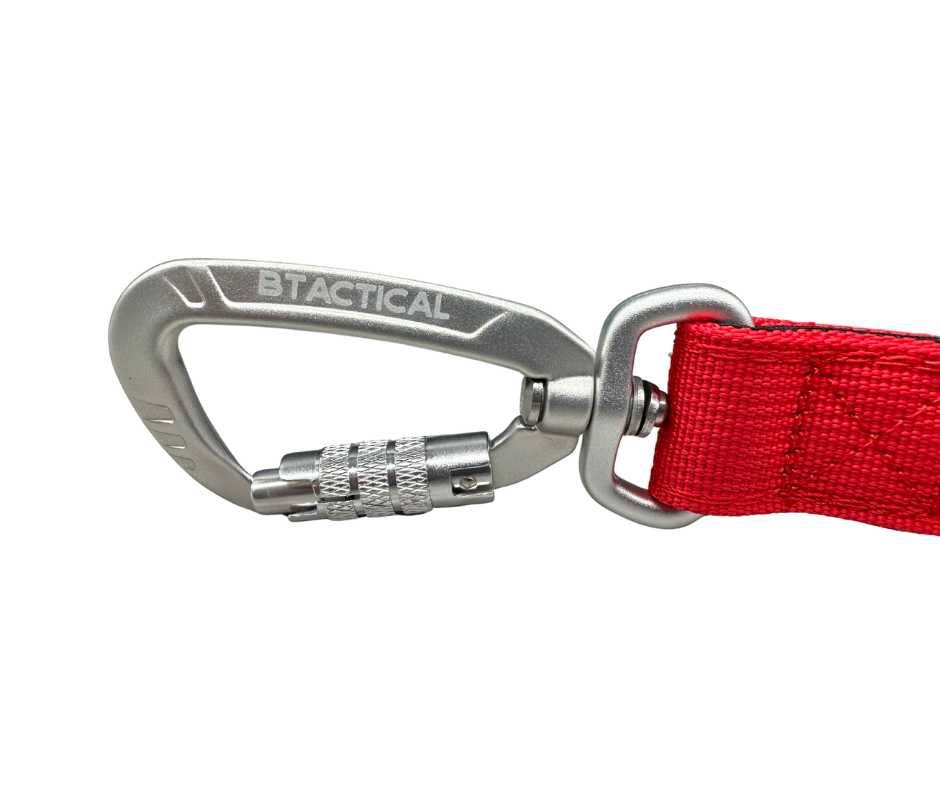 BTactical™ Extra-Strong Nylon Carabiner Clip Dog Lead | Citrus Red