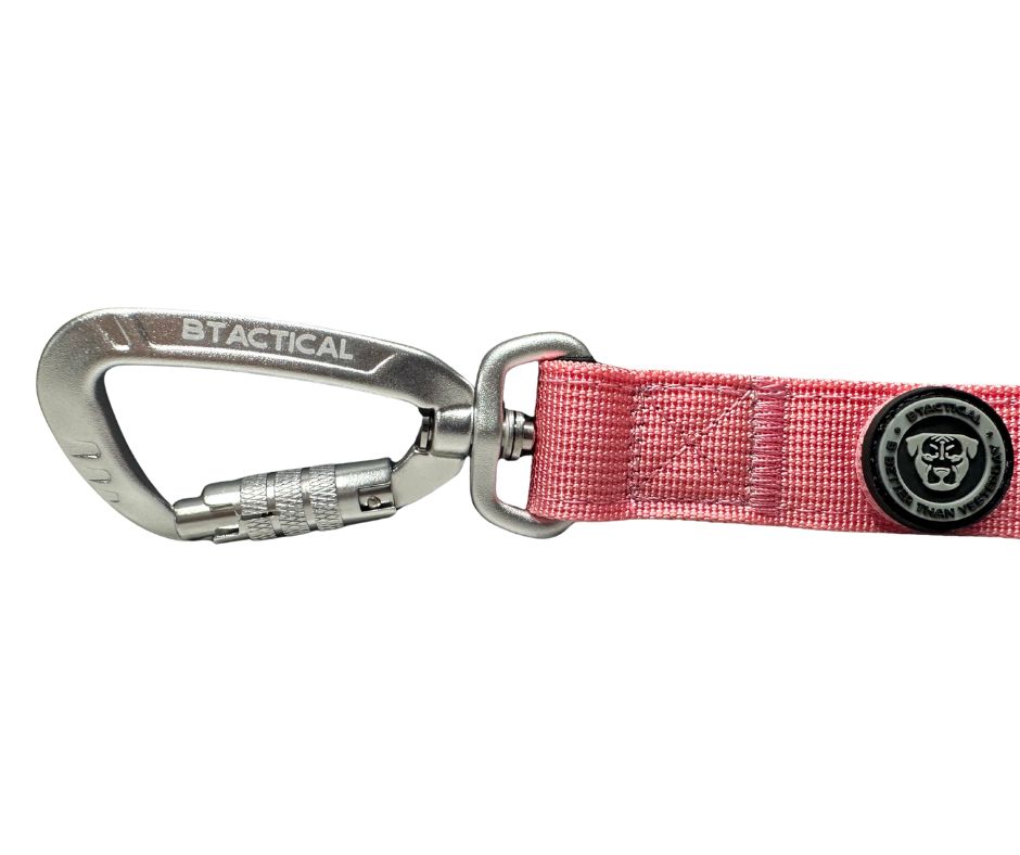 BTactical™ Nylon Carabiner Clip Dog Lead | Extra-Strong Anti Pull - Pretty Pink