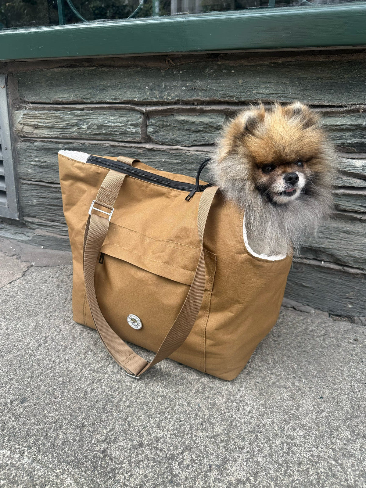 Soho Poms Compton Brown & Cream Pet Carrier - Ideal for Dogs & Cats