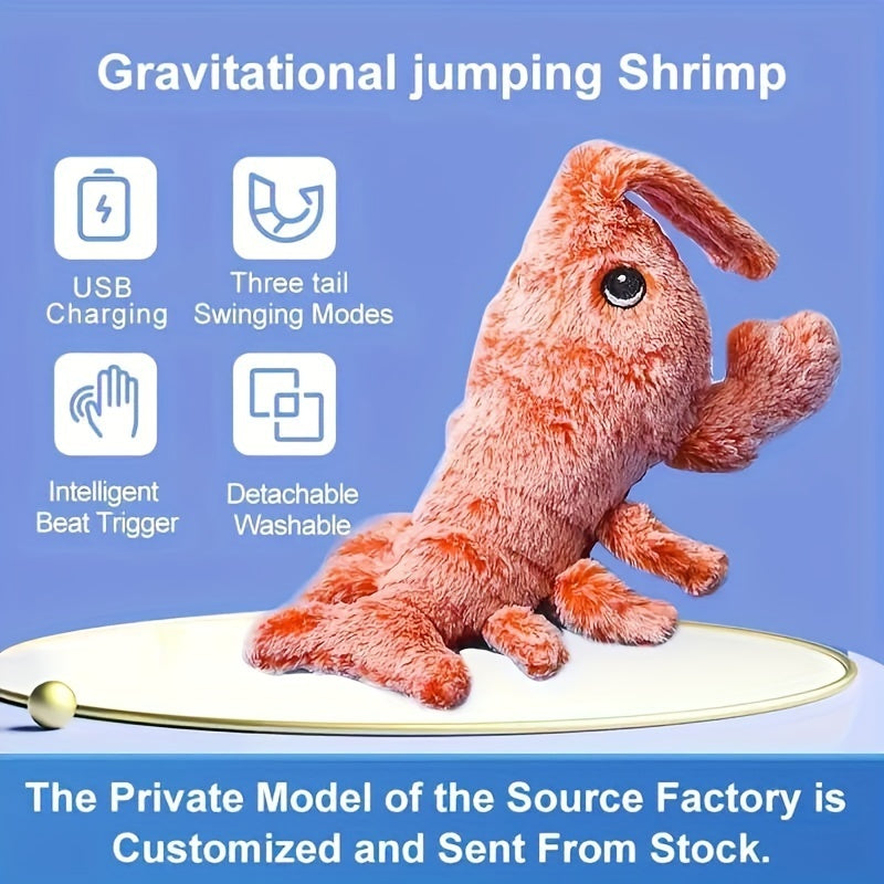 Dancing Shrimp Plush Cat Toys, USB Charging With Catnip