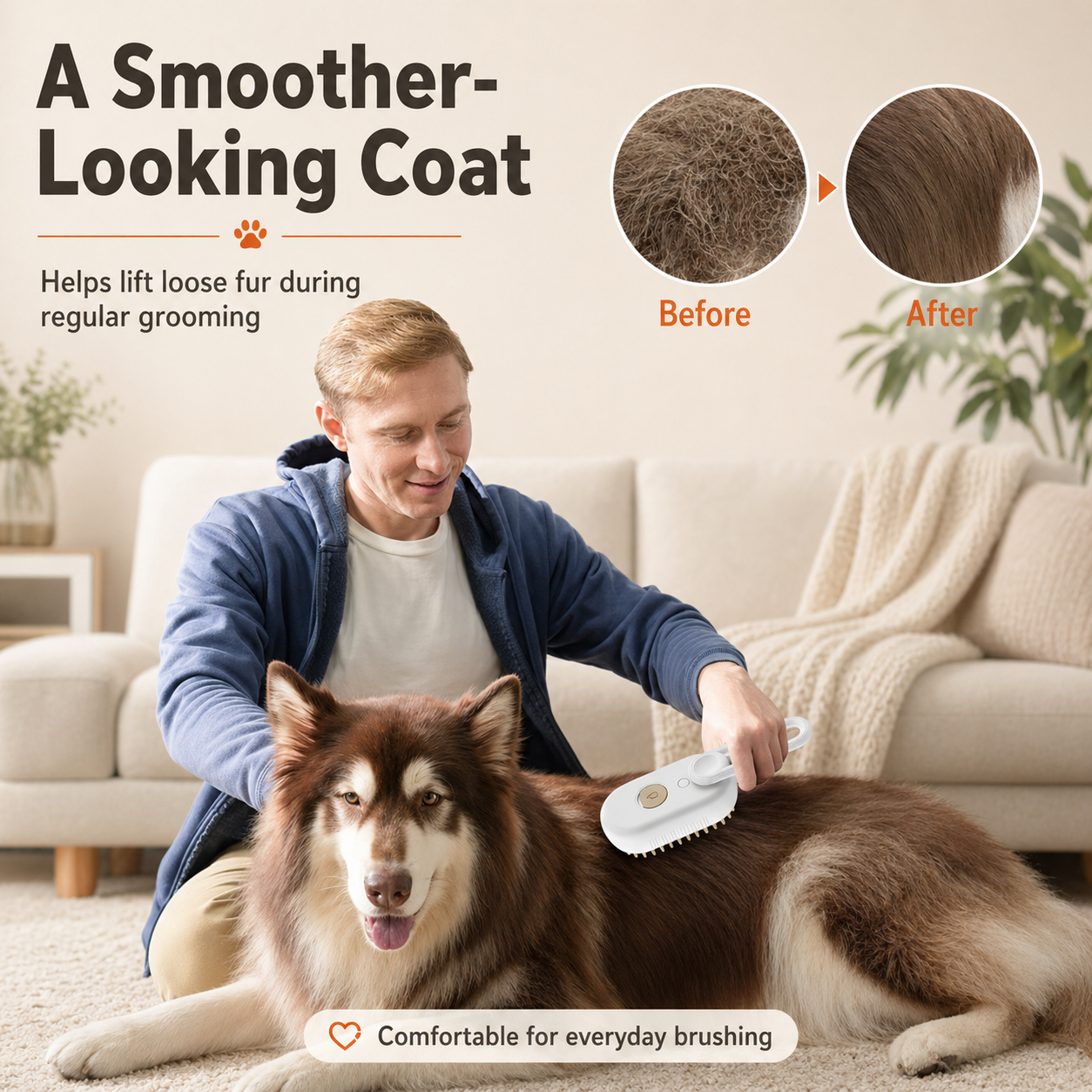 VapourGroom™ Steam Pet Brush - Precision Brushing with Powerful Steam