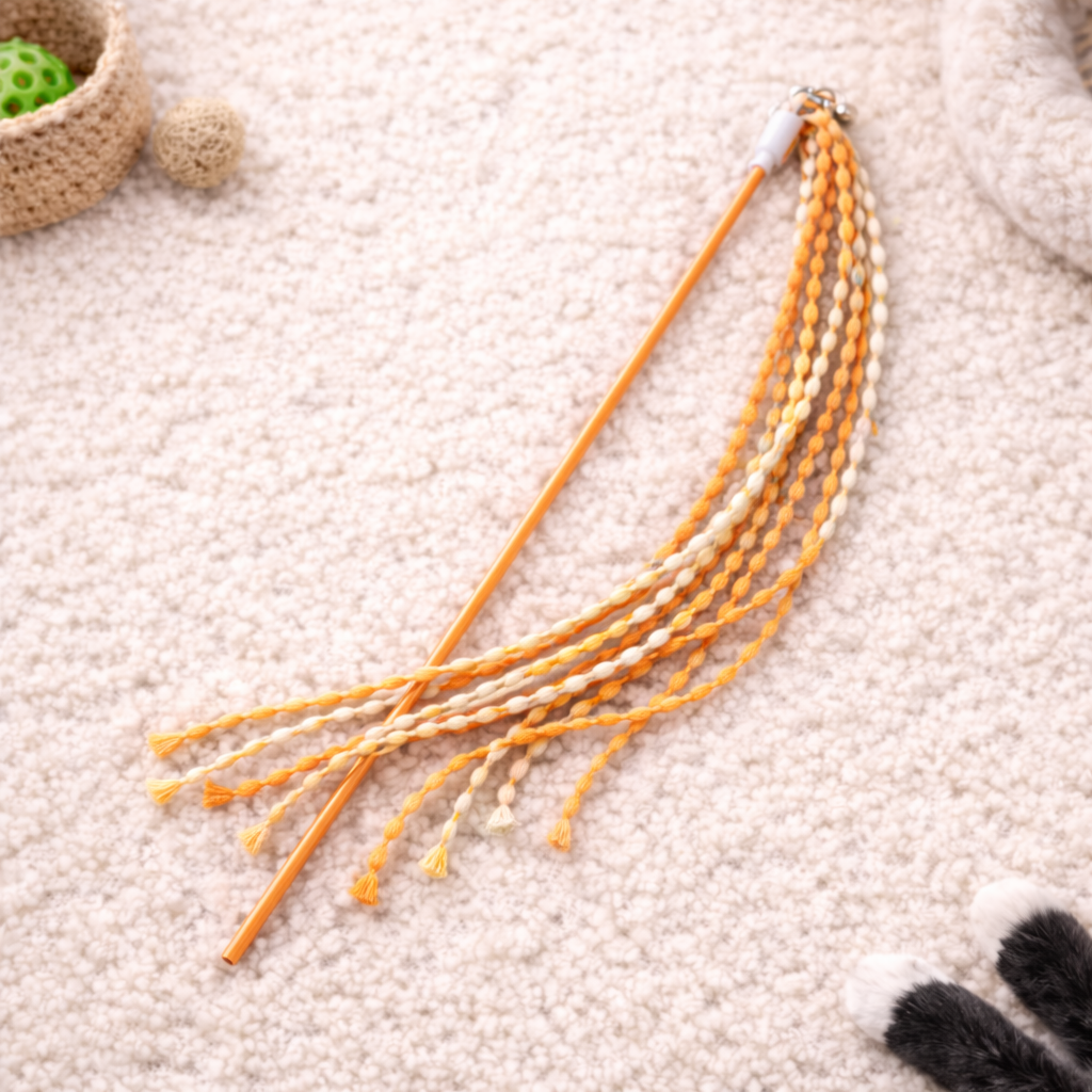 Colorful Tassel Cat Stick Toy – Rainbow Ribbon Interactive Wand for Cats