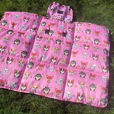 Roll and Go Signature Collection Pink Padded Chihuahua Print Travel Mat by My Chi and Me