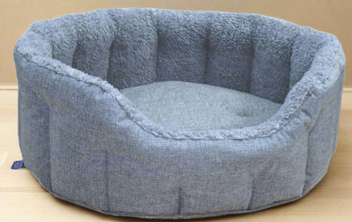 Premium Oval Bolster Style Heavy Duty Fleece Lined Machine Washable Dog Bed