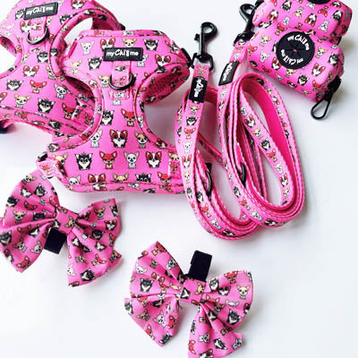 Signature Pink Chihuahua Print Exclusive Designer Poop Bag Holder by My Chi and Me