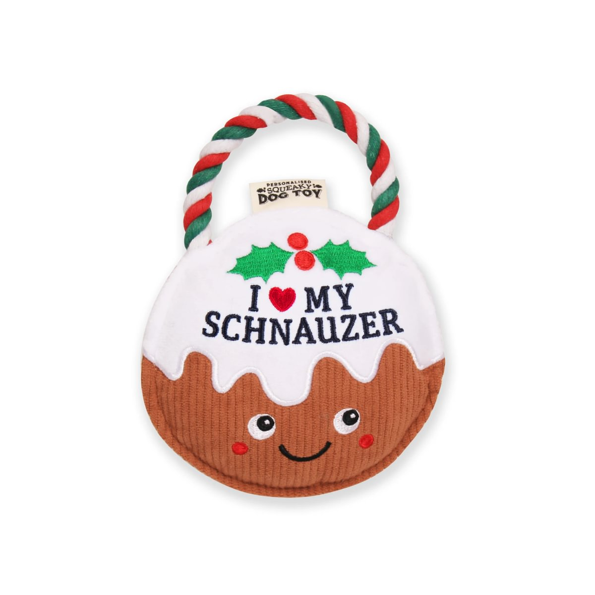 Pre-personalised Christmas Pudding Squeaky Dog Toy Gift