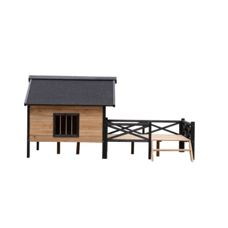Large Wooden Cabin Dog Kennel With Porch