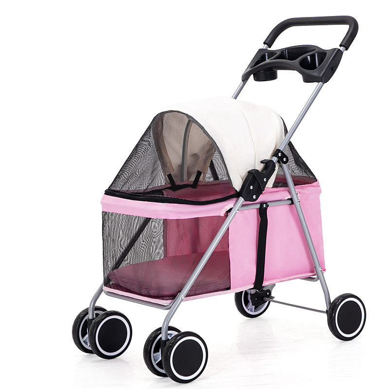 Pet stroller lightweight with four wheels