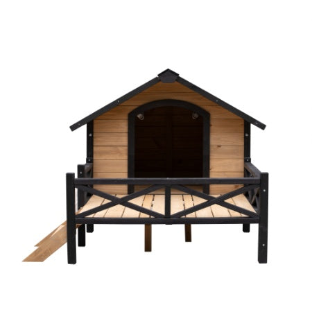 Large Wooden Cabin Dog Kennel With Porch