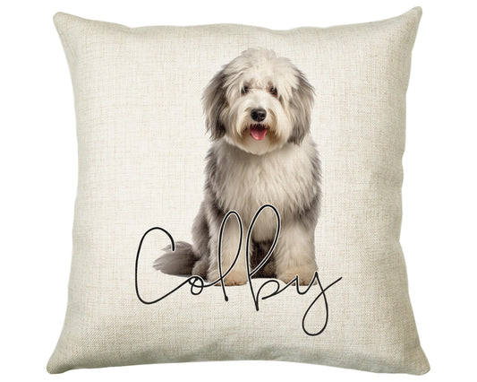 Personalised Old English Sheep Dog Dog Cushion Gift Printed Name Design - Cushion Throw Pillow Gift -Bedroom Birthday Christmas Gift CS560