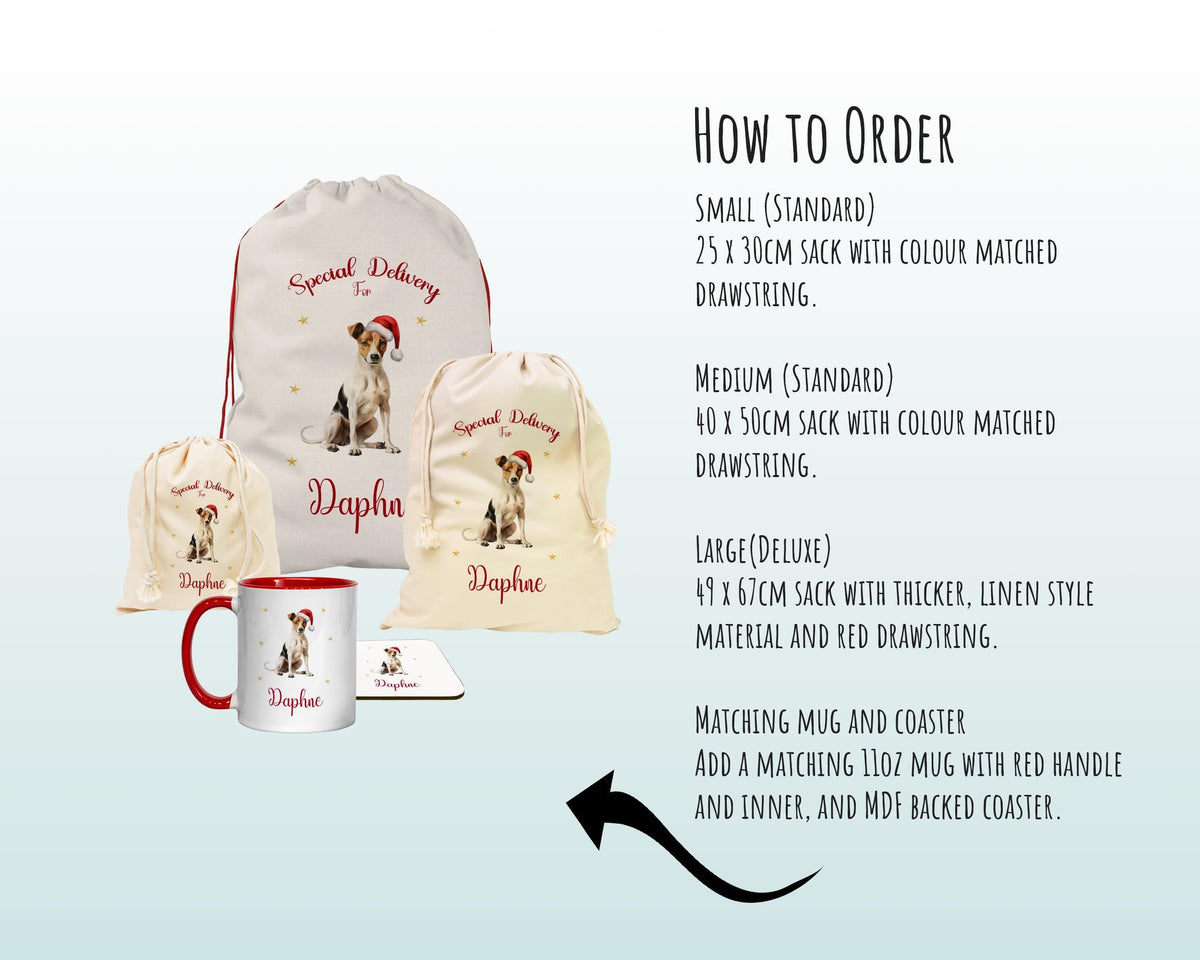 Personalised Smooth Coat Terrier Large Christmas Sack - Red Drawstring Bag for Xmas Presents Christmas Eve Bag Box Decoration for Dogs XS150