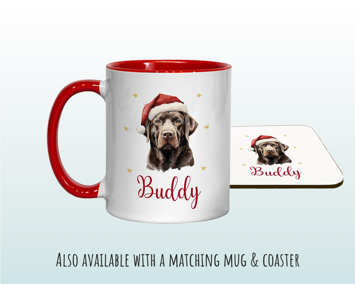 Personalised Chocolate Labrador Large Christmas Sack - Red Drawstring Bag for Xmas Presents Christmas Eve Bag Box Decoration for Dogs XS123