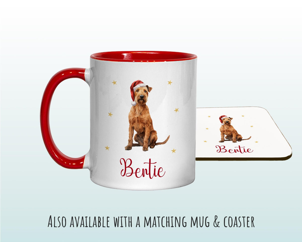 Personalised Irish Terrier Dog Large Christmas Sack - Red Drawstring Bag for Xmas Presents - Christmas Eve Bag Box Decoration for Dogs XS114