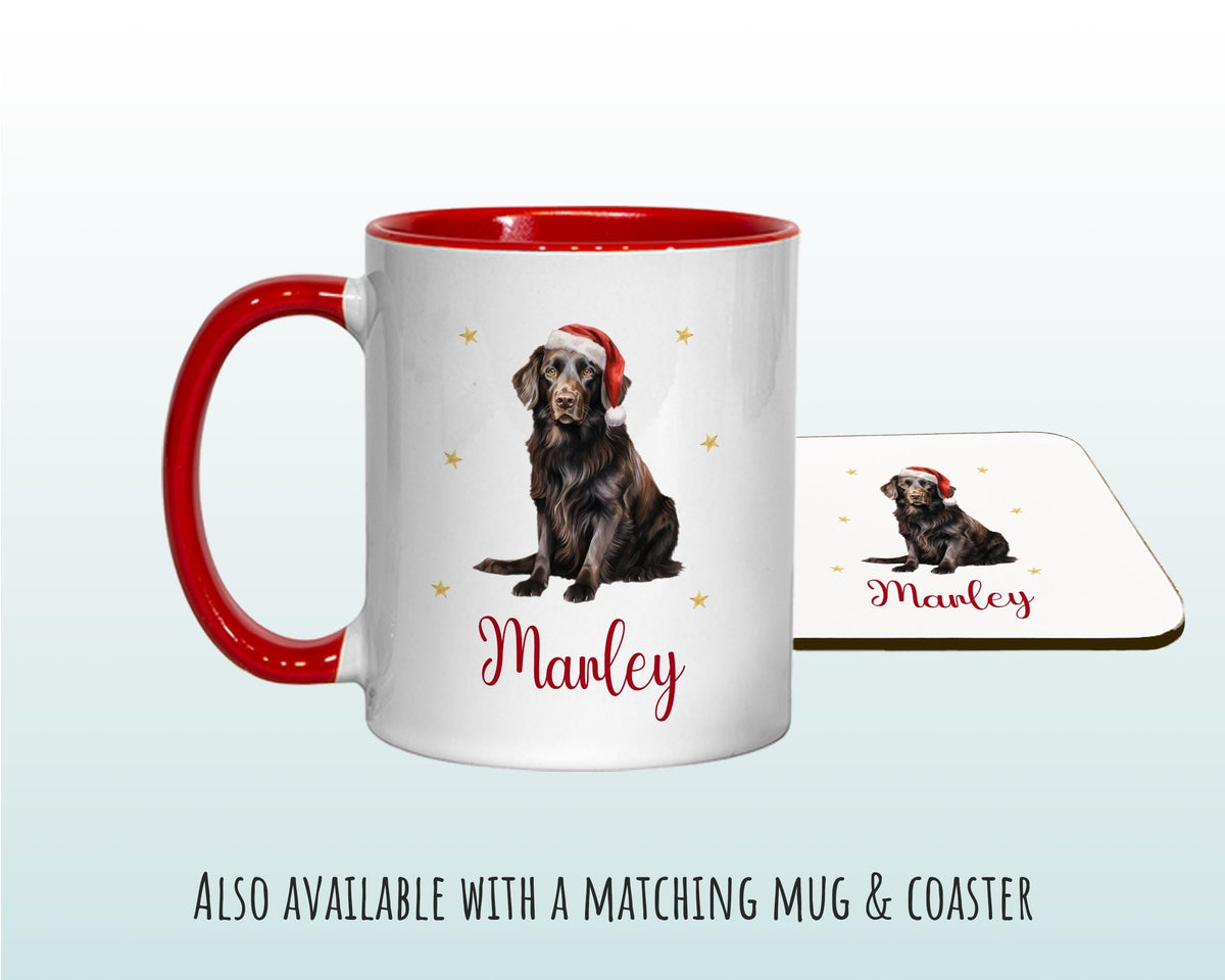 Personalised Flat Coated Retriever Large Christmas Sack Red Drawstring Bag for Xmas Presents Christmas Eve Bag Box Decoration for Dogs XS103