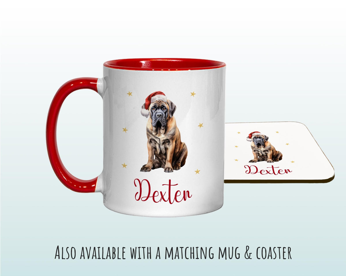 Personalised English Mastiff Large Christmas Sack - Red Drawstring Bag for Xmas Presents - Christmas Eve Bag Box Decoration for Dogs XS101