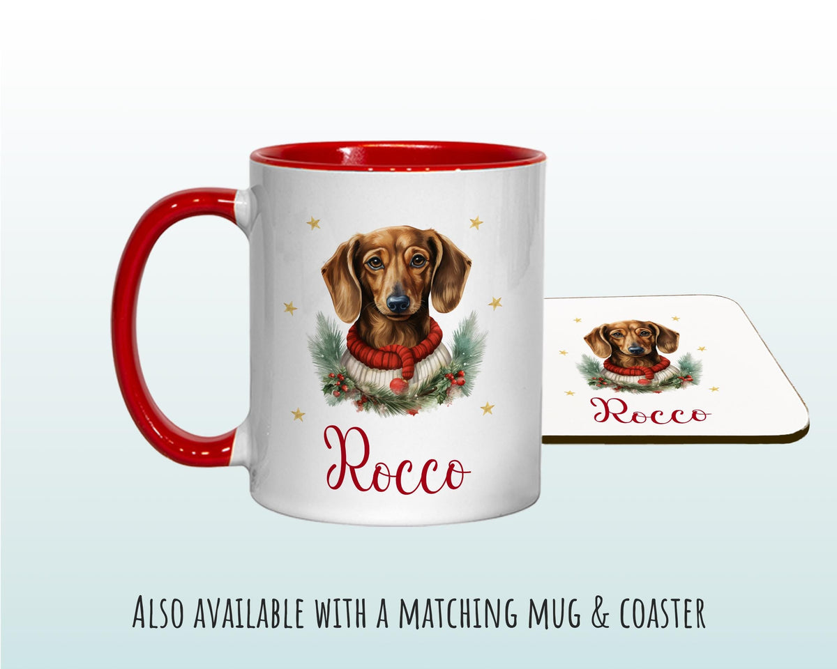 Personalised Dachshund Large Christmas Sack - Red Drawstring Bag for Xmas Presents - Christmas Eve Bag Box Decoration for Dogs XS096