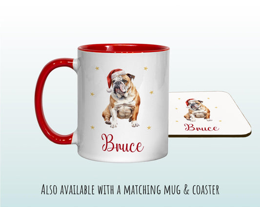 Personalised English Bulldog Large Christmas Sack - Red Drawstring Bag for Xmas Presents - Christmas Eve Bag Box Decoration for Dogs XS081