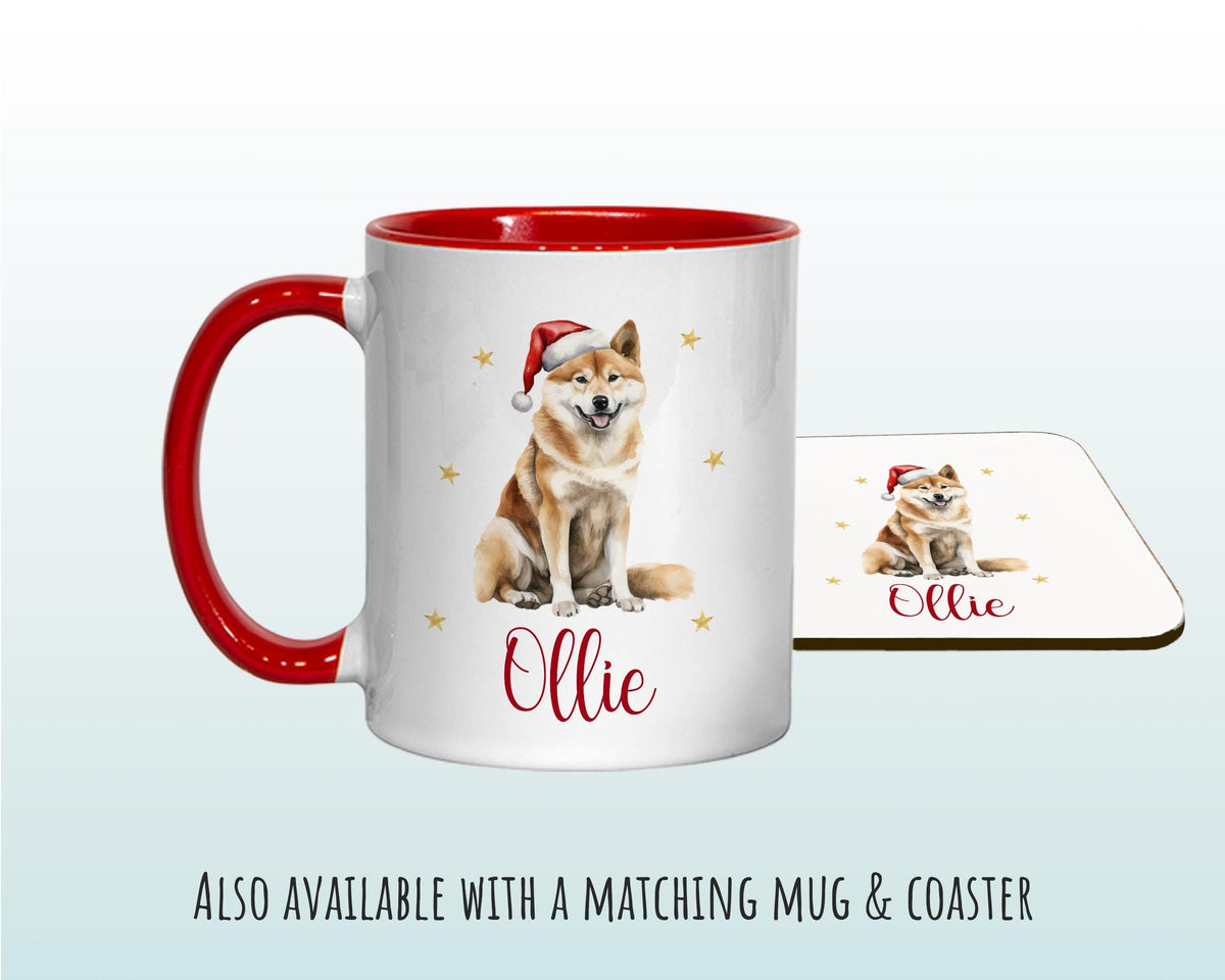 Personalised Akita Inu Large Christmas Sack - Red Drawstring Bag for Xmas Presents - Christmas Eve Bag Box Decoration for Dogs XS066