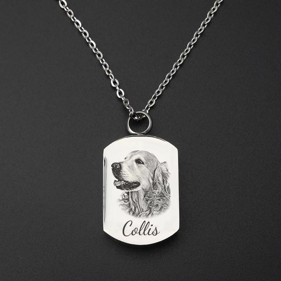 Pet Memorial Necklace - Custom Photo Pendant & Cremation Ashes Jewellery