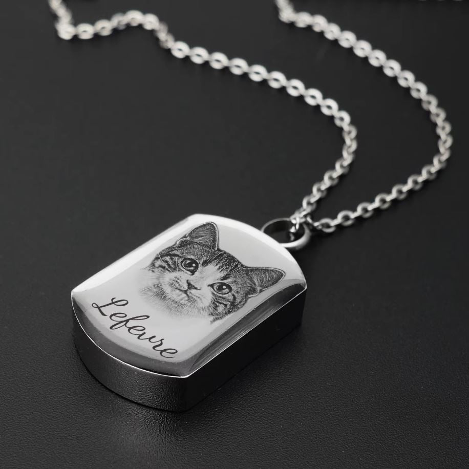 Pet Memorial Necklace - Custom Photo Pendant & Cremation Ashes Jewellery