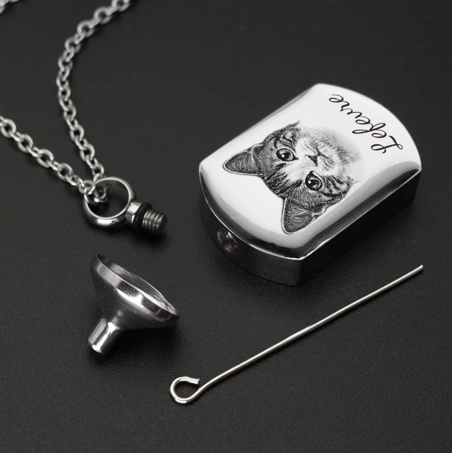 Pet Memorial Necklace - Custom Photo Pendant & Cremation Ashes Jewellery
