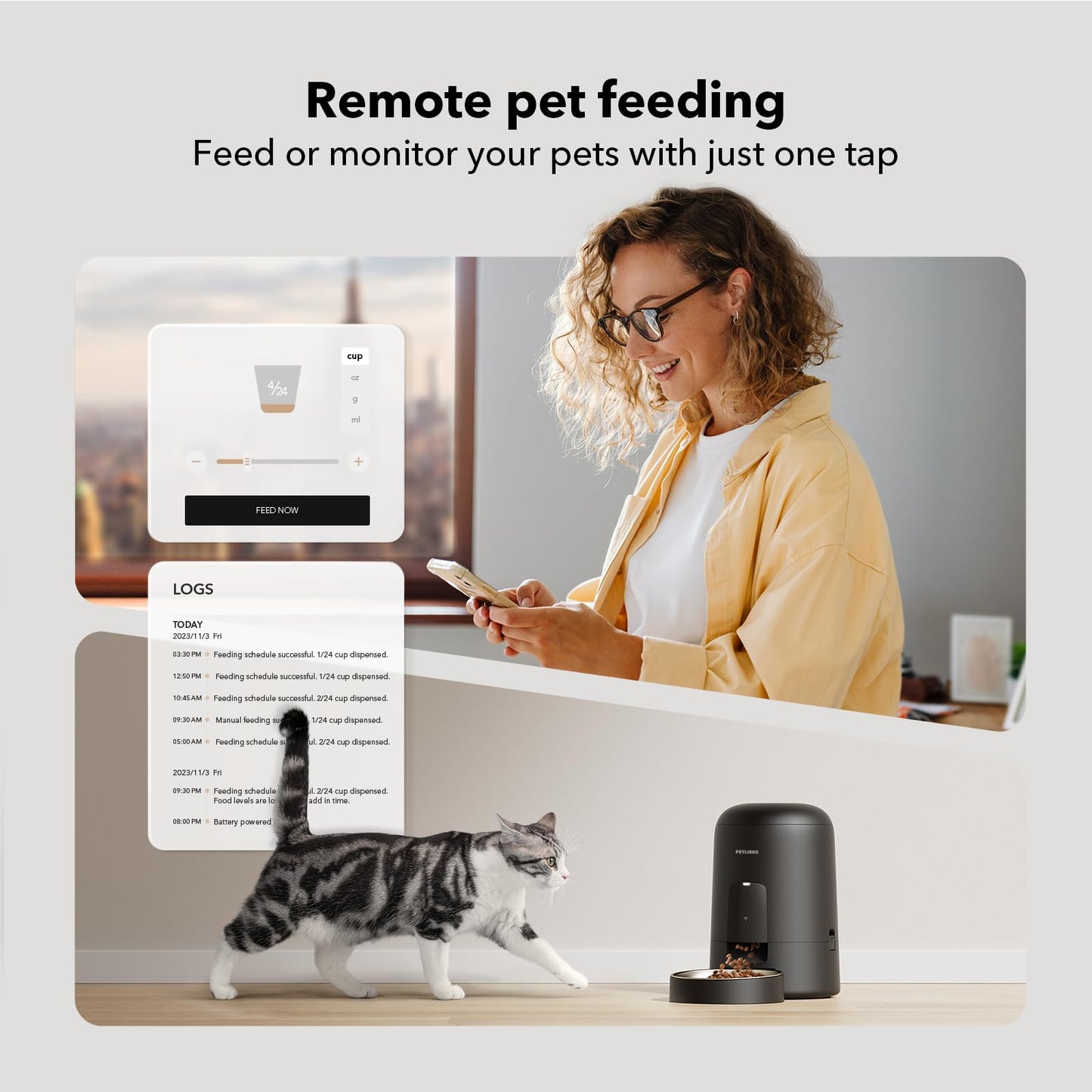 PETLIBRO Air Automatic Cat Feeder 2L – Wi‑Fi Timed, Battery-Operated