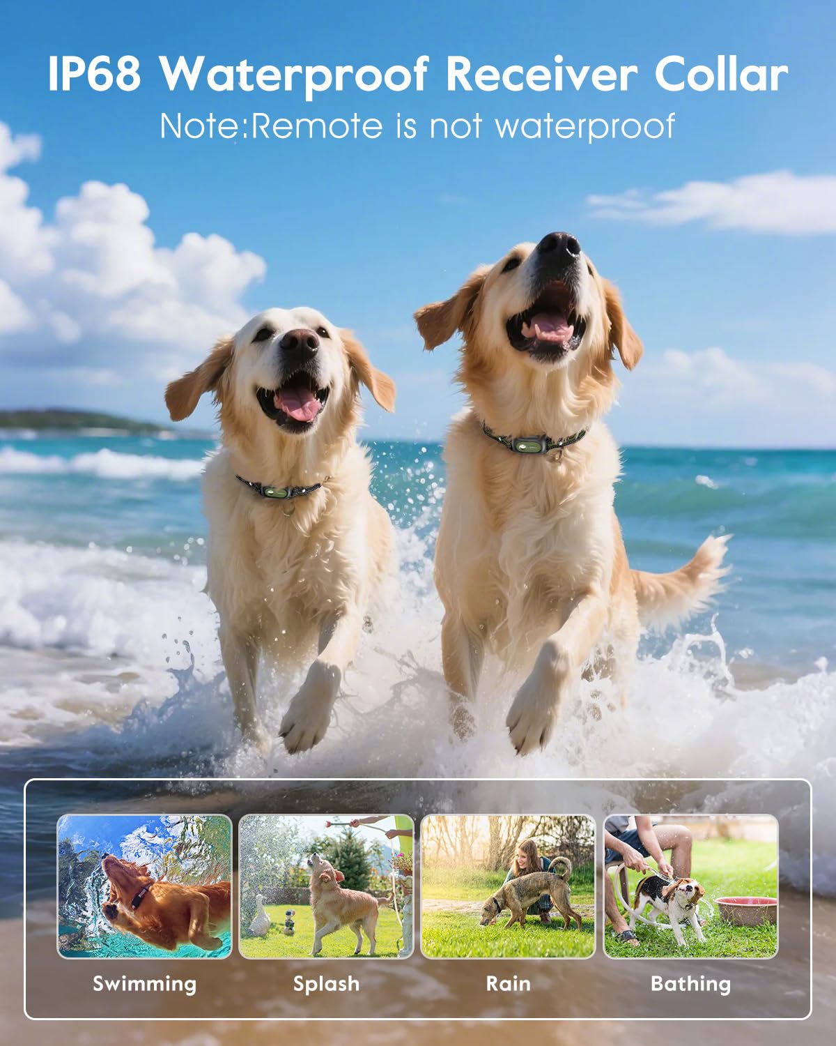SLOPEHILL Dog Training Collar 2-Pack — 4200ft Remote, IP68 Waterproof, Beep, Vibration, Light, No Shock