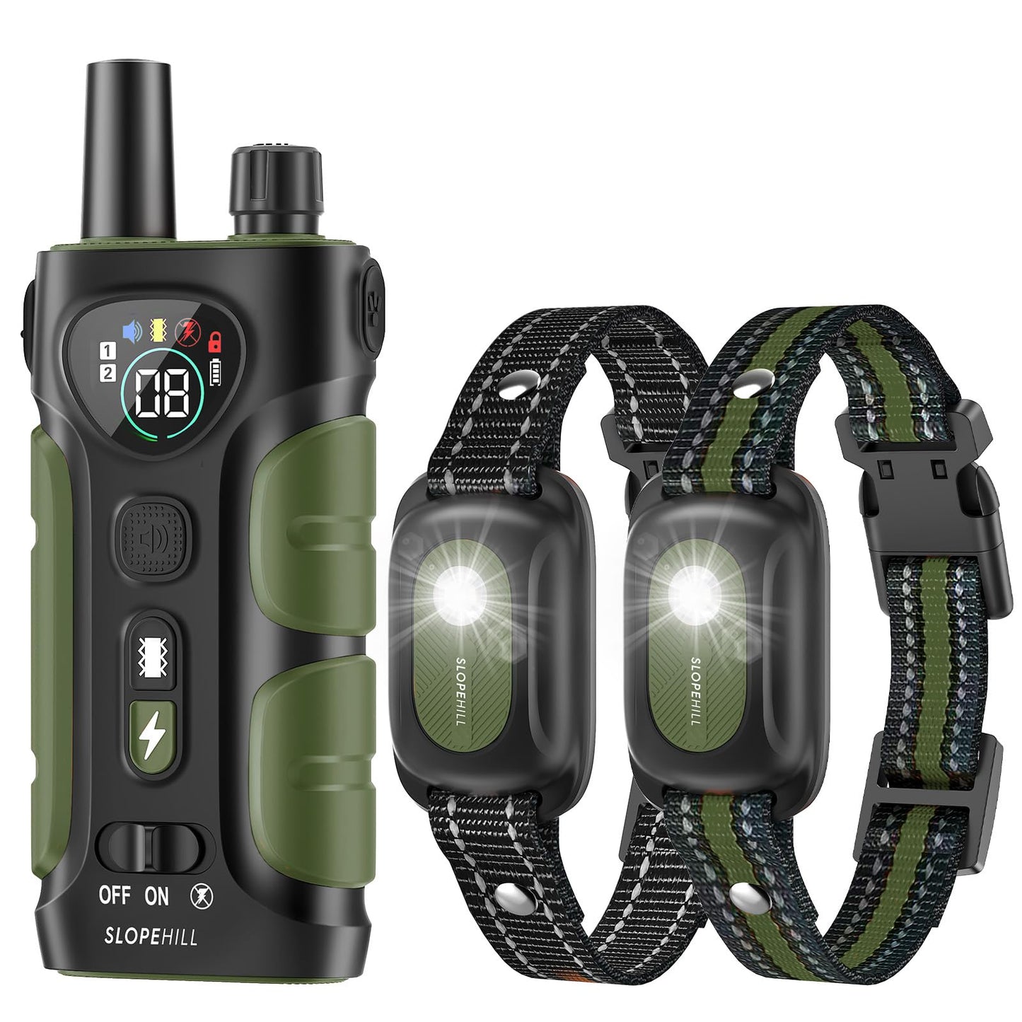 SLOPEHILL Dog Training Collar 2-Pack — 4200ft Remote, IP68 Waterproof, Beep, Vibration, Light, No Shock