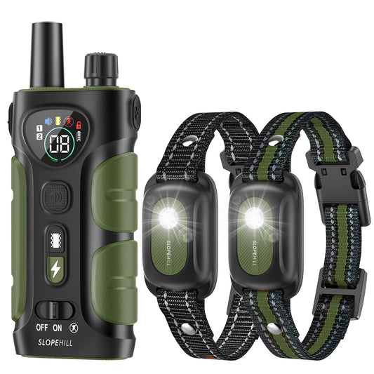 SLOPEHILL Dog Training Collar 2-Pack — 4200ft Remote, IP68 Waterproof, Beep, Vibration, Light, No Shock