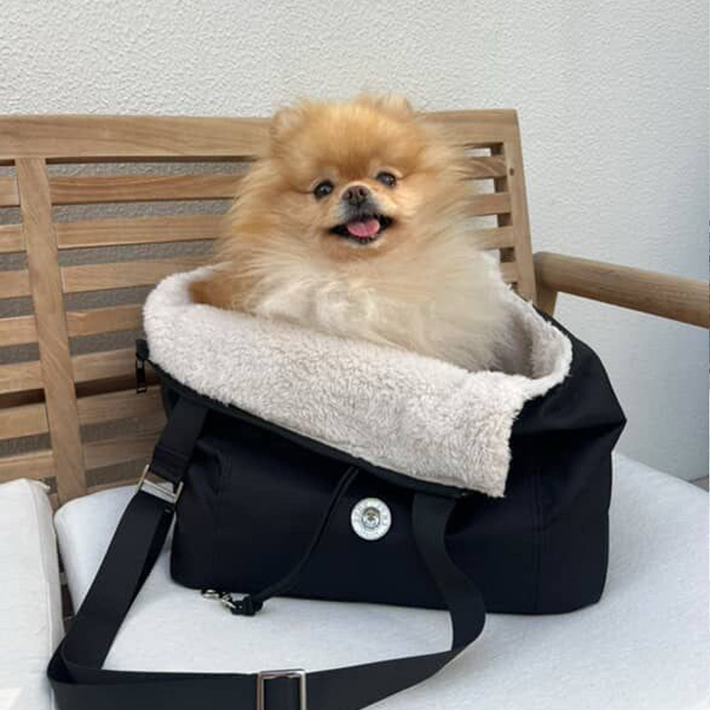 Soho Poms Compton Black & Cream Pet Carrier - Ideal for Dogs & Cats