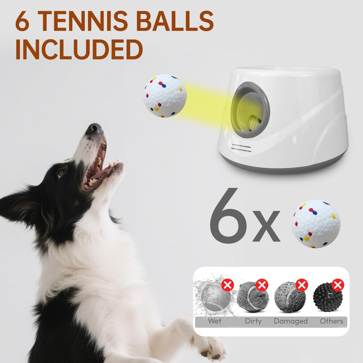 ZAPELL Gary Automatic Ball Launcher for Dogs — 20-45 ft, USB Rechargeable, 6 ETPU Balls