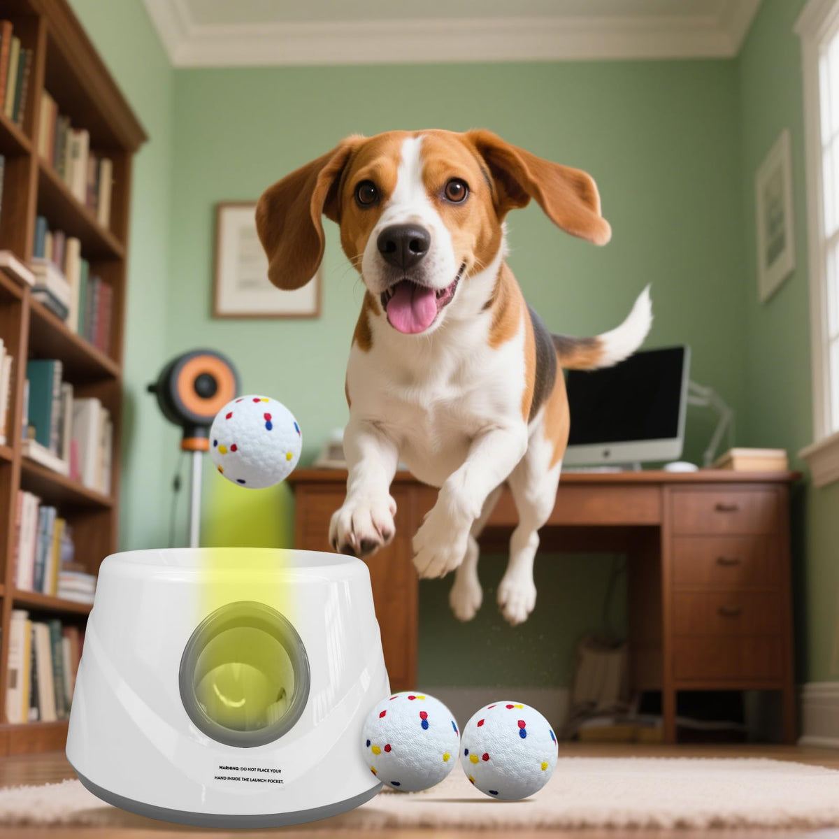 ZAPELL Gary Automatic Ball Launcher for Dogs — 20-45 ft, USB Rechargeable, 6 ETPU Balls