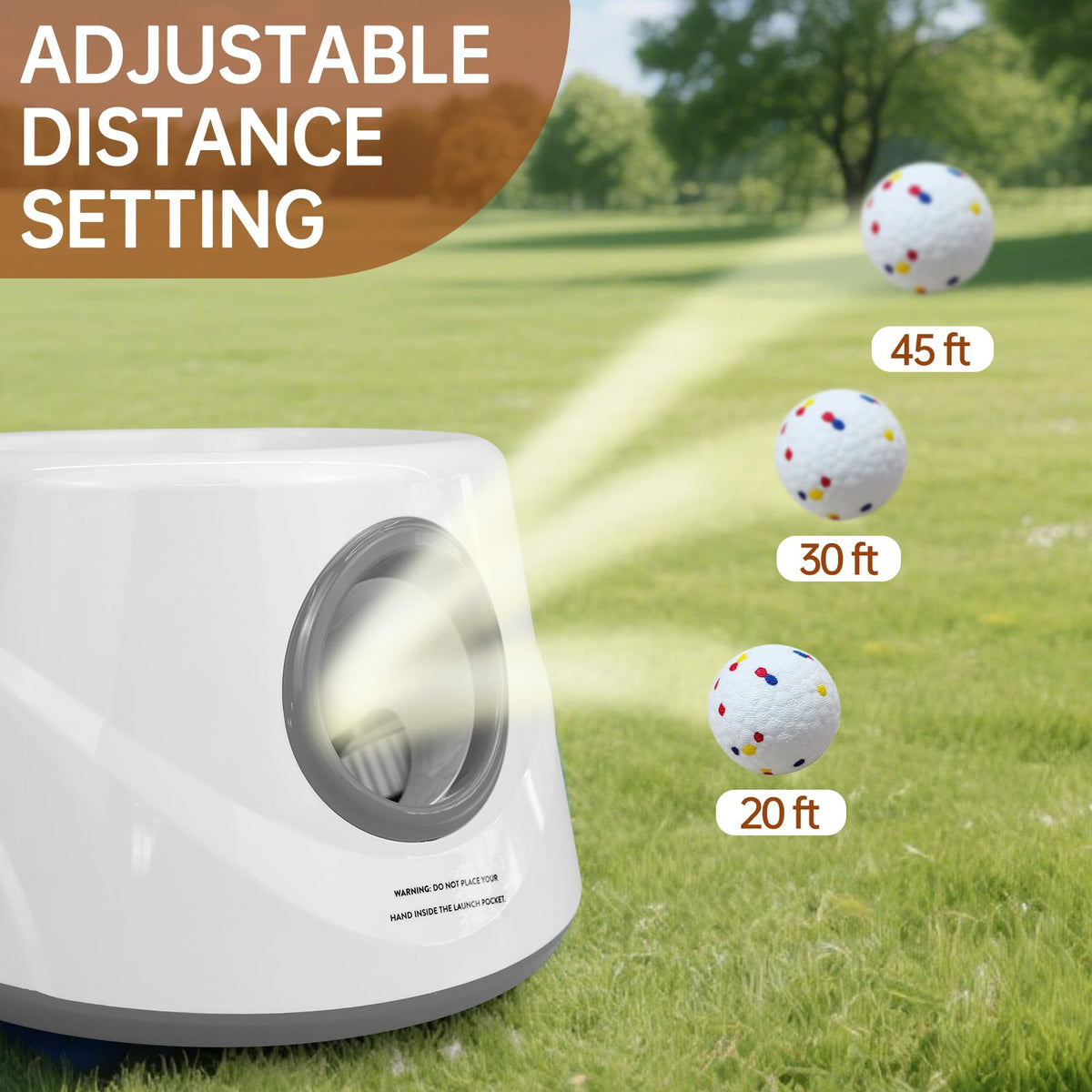ZAPELL Gary Automatic Ball Launcher for Dogs — 20-45 ft, USB Rechargeable, 6 ETPU Balls